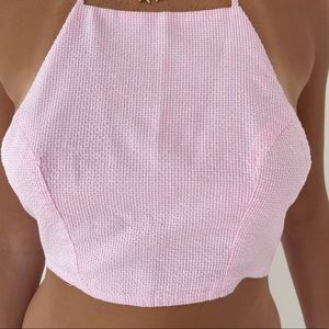 LF Pink Plaid Halter Top